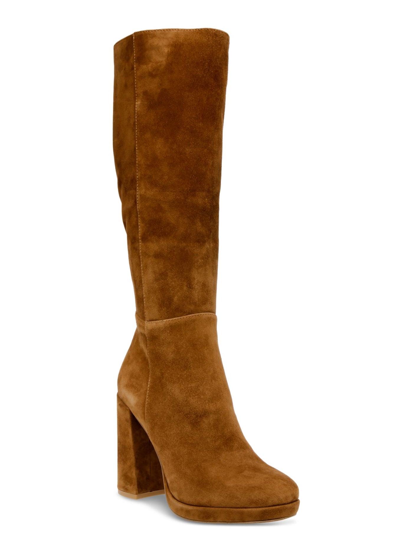 STEVE MADDEN Womens Brown Comfort Marcello Round Toe Block Heel Zip-Up Leather Dress Boots 10 M