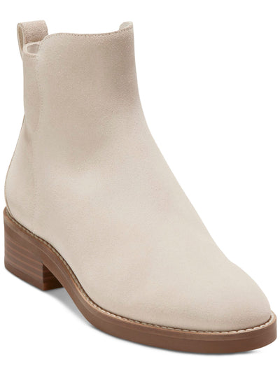 COLE HAAN Womens Beige Waterproof Cushioned River Almond Toe Block Heel Zip-Up Suede Chelsea 6 B