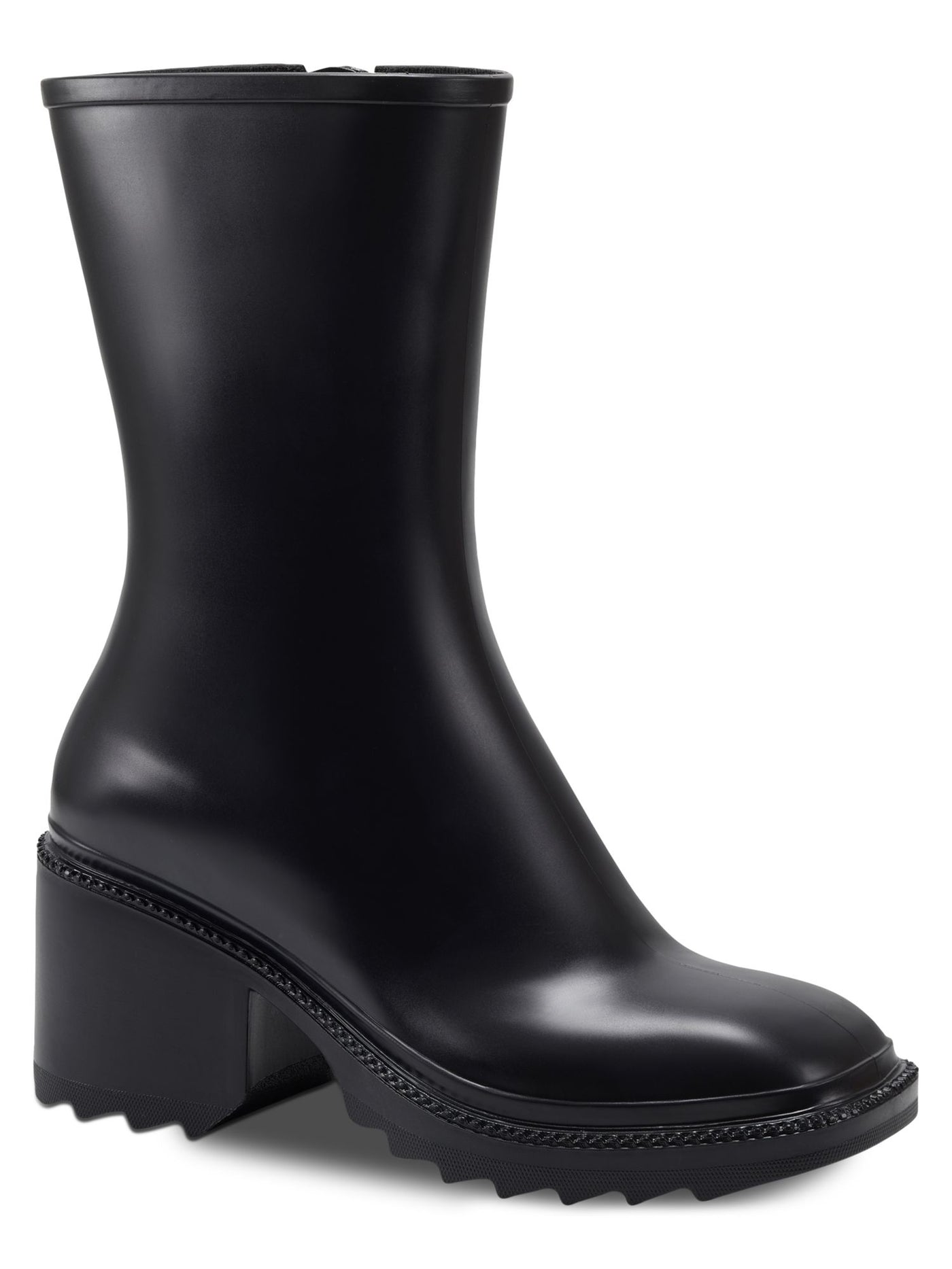 INC Womens Black Cushioned Everett Square Toe Block Heel Zip-Up Rain Boots 7 M