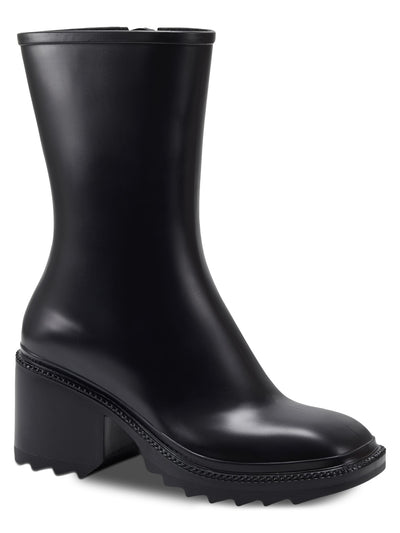 INC Womens Black Cushioned Everett Square Toe Block Heel Zip-Up Rain Boots 5 M