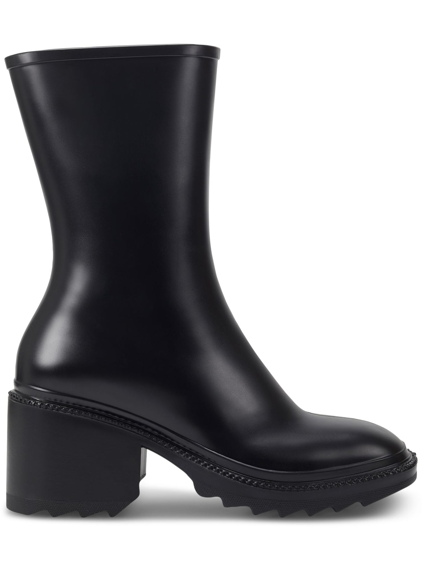 INC Womens Black Cushioned Everett Square Toe Block Heel Zip-Up Rain Boots 7 M