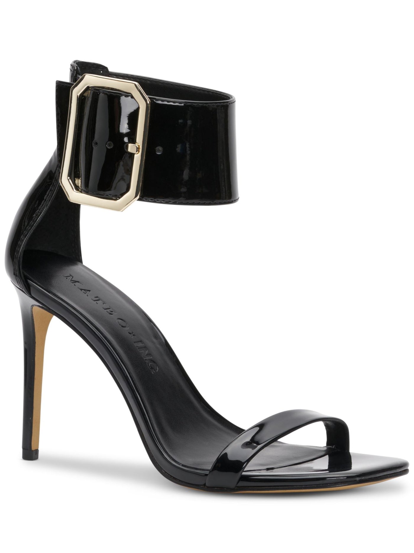 INC Womens Black Ankle Strap Padded Melodie Square Toe Stiletto Buckle Dress Heeled Sandal 5.5 M