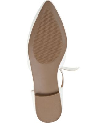 JOURNEE COLLECTION Womens White Bow Accent Padded D Orsay Ankle Strap Vielo Almond Toe Buckle Flats Shoes