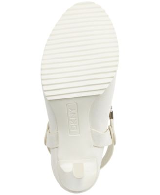 DKNY Womens Ivory Hardware At Vamp Padded Bina Peep Toe Block Heel Slip On Suede Shootie M