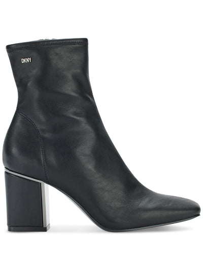 DKNY Womens Black Metallic Heel Accent Logo Accent Padded Cavale Square Toe Block Heel Zip-Up Booties 10 M
