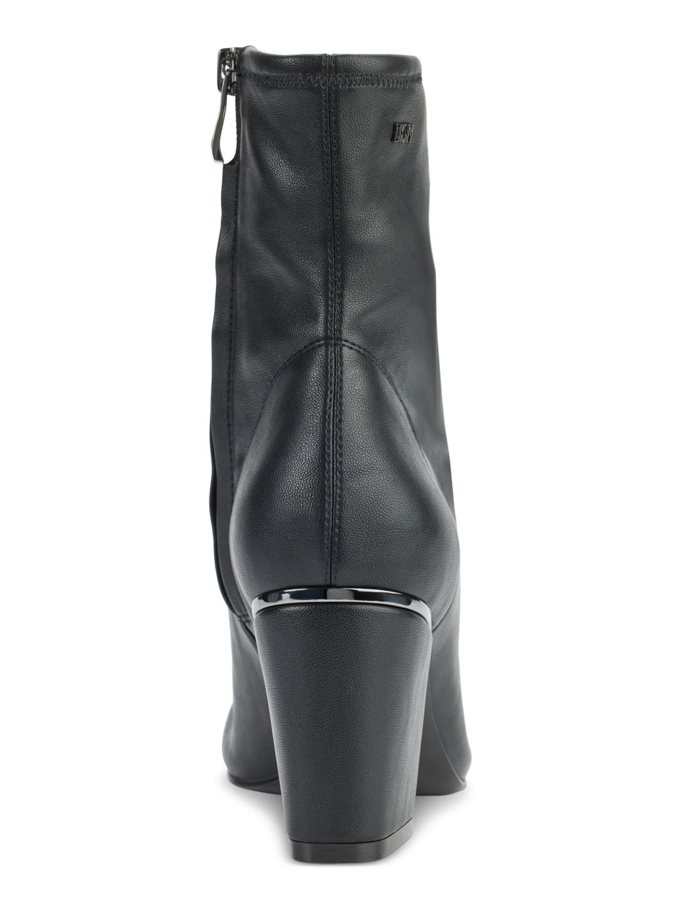 DKNY Womens Black Metallic Heel Accent Logo Accent Padded Cavale Square Toe Block Heel Zip-Up Booties 10 M