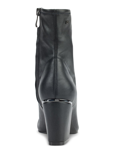 DKNY Womens Black Metallic Heel Accent Logo Accent Padded Cavale Square Toe Block Heel Zip-Up Booties 10 M