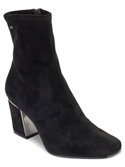 DKNY Womens Black Comfort Stretch Cavale Square Toe Block Heel Zip-Up Booties 9.5 M