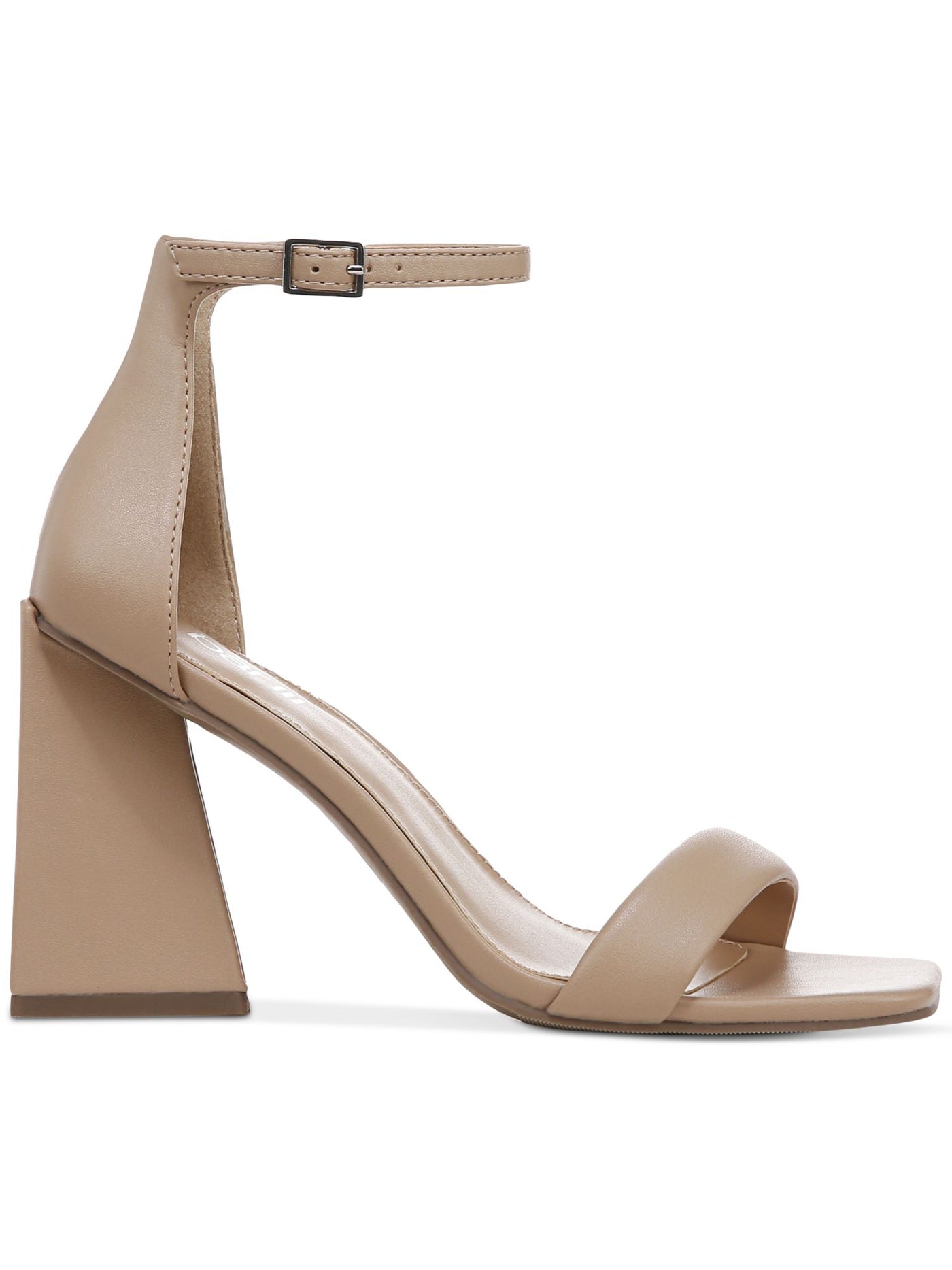 BAR III Womens Beige Ankle Strap Padded Appel Square Toe Flare Buckle Dress Heeled Sandal 9.5 M