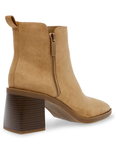 ANNE KLEIN Womens Beige 1" Platform Goring Padded Sierra Round Toe Block Heel Zip-Up Booties 11 M