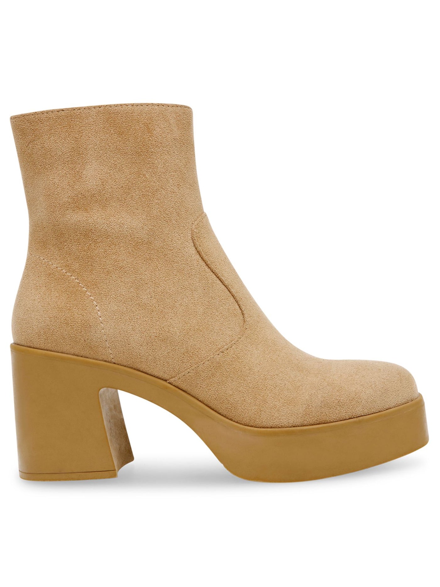 ANNE KLEIN Womens Beige 1" Platform Goring Padded Sierra Round Toe Block Heel Zip-Up Booties 8.5 M