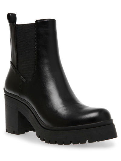 ANNE KLEIN Womens Black Padded Pull Tab Lug Sole Goring Zion Round Toe Block Heel Zip-Up Booties 6 M
