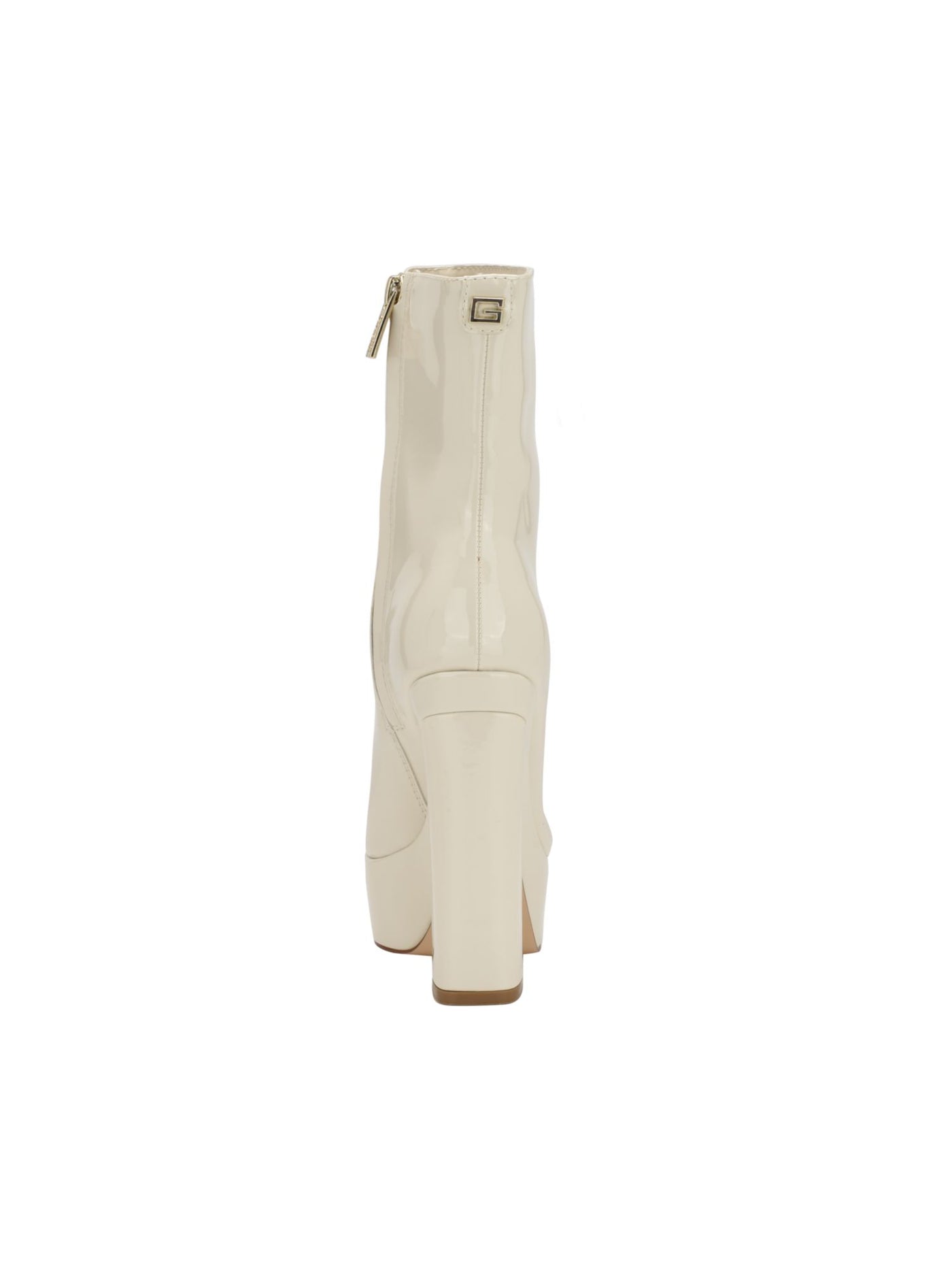 GUESS Womens Ivory 1-1/2" Platform Cushioned Logo Byra Square Toe Block Heel Zip-Up Dress Booties 8 M