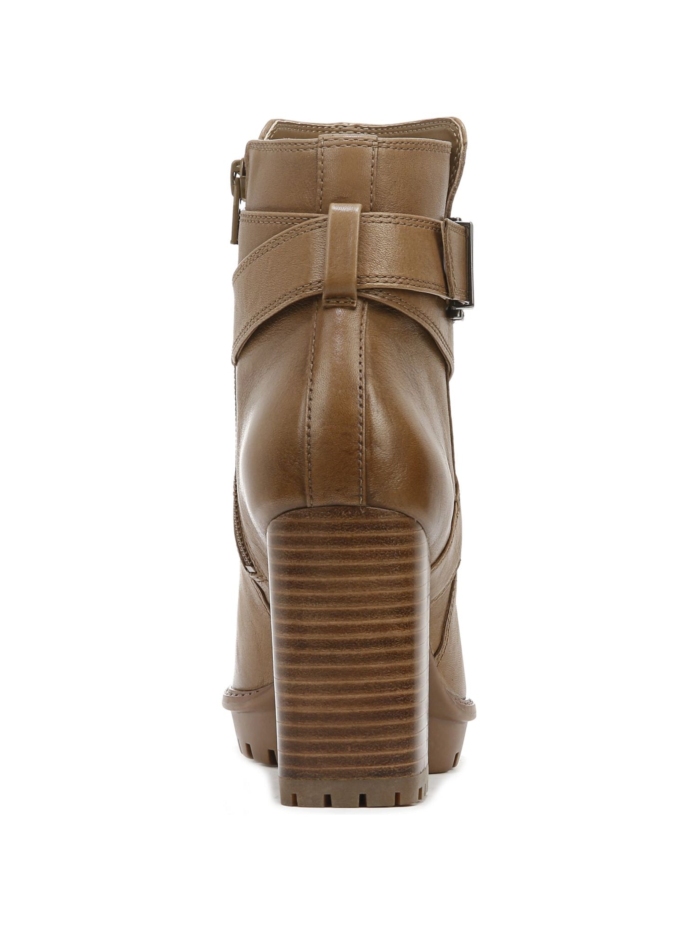 NATURALIZER Womens Brown Padded Buckled Criss-Cross Straps Lug Sole Water Resistant Lyra Round Toe Block Heel Zip-Up Leather Booties 6 M