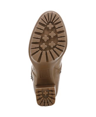NATURALIZER Womens Brown Padded Buckled Criss-Cross Straps Lug Sole Water Resistant Lyra Round Toe Block Heel Zip-Up Leather Booties M
