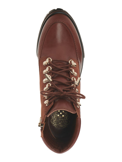 VINCE CAMUTO Womens Brown Comfort Donenta Almond Toe Stacked Heel Lace-Up Leather Hiking Boots 6.5 M