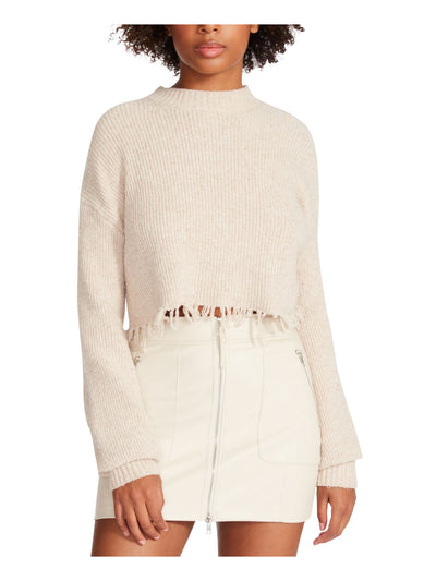 STEVE MADDEN Womens Beige Long Sleeve Round Neck Crop Top Sweater XL