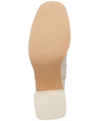 STEVE MADDEN Womens Ivory Comfort Argent Square Toe Block Heel Leather Chelsea Boot M