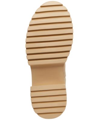 STEVE MADDEN Womens Beige Hesitant Round Toe Block Heel Leather Chelsea Boot