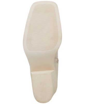 STEVE MADDEN Womens Ivory Harness Goring Wells Square Toe Block Heel Zip-Up Leather Booties M