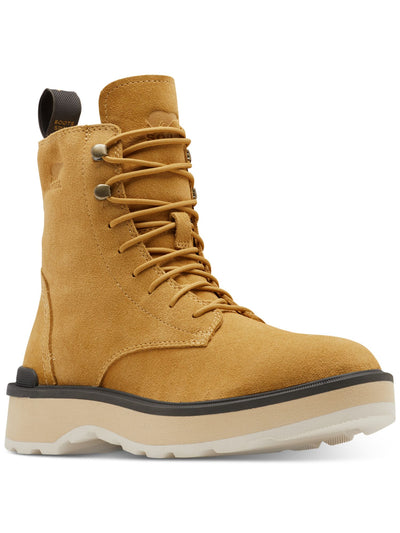 SOREL Womens Yellow Back Pull-Tab Treaded Logo Lug Sole Padded Hi-line Round Toe Block Heel Lace-Up Leather Combat Boots 9