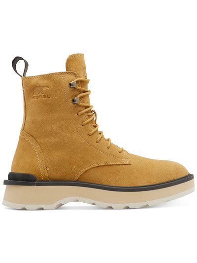 SOREL Womens Yellow Back Pull-Tab Treaded Logo Lug Sole Padded Hi-line Round Toe Block Heel Lace-Up Leather Combat Boots 9