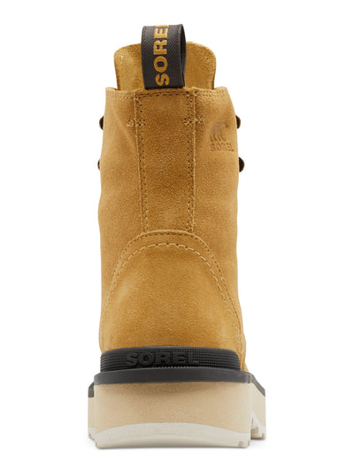 SOREL Womens Yellow Back Pull-Tab Treaded Logo Lug Sole Padded Hi-line Round Toe Block Heel Lace-Up Leather Combat Boots 9