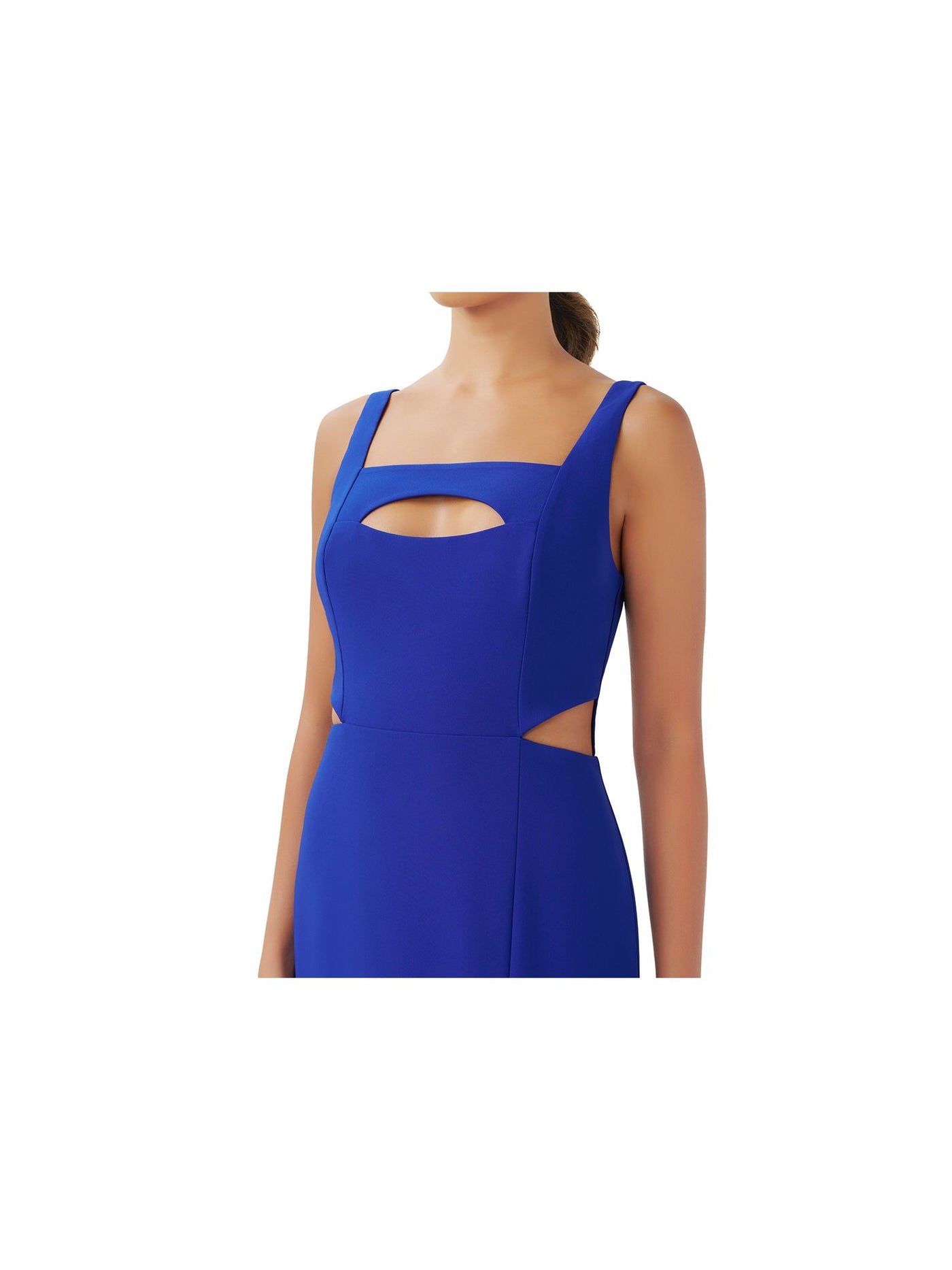AIDAN AIDAN MATTOX Womens Blue Cut Out Zippered Slit Lined Sleeveless Square Neck Knee Length Cocktail Sheath Dress 4