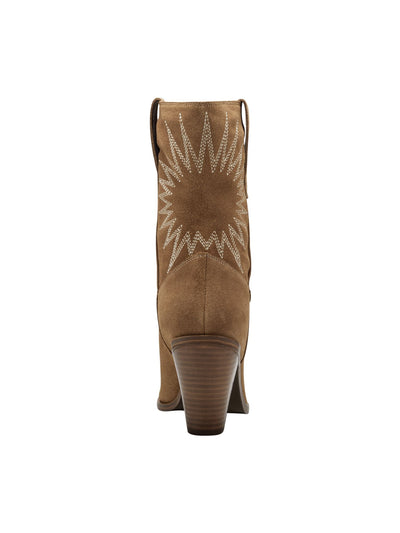 MARC FISHER Womens Brown Comfort Rogers Pointed Toe Sculpted Heel Leather Western Boot 7 M