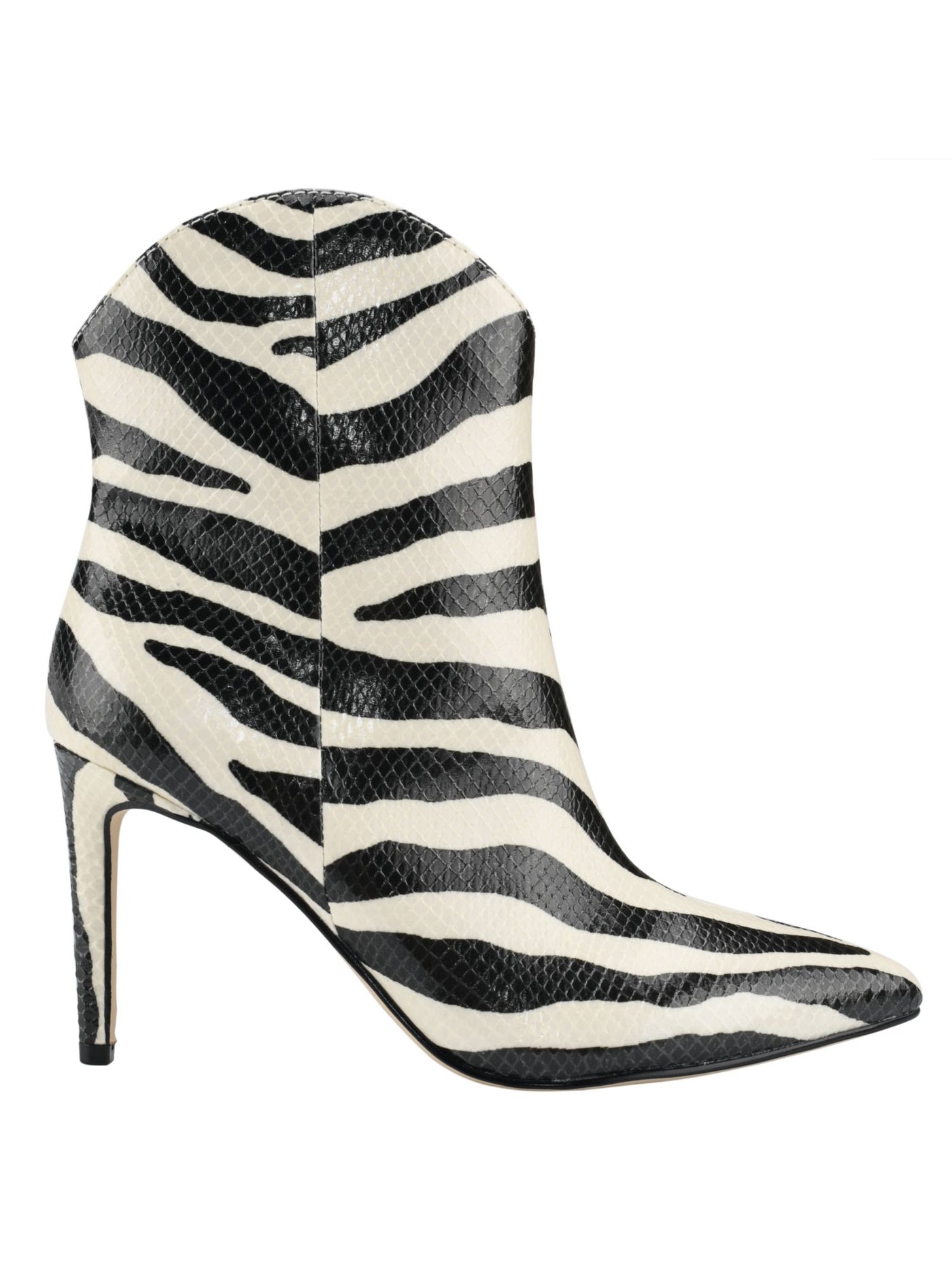 MARC FISHER Womens White Animal Print Embossed Padded Revati Pointed Toe Stiletto Zip-Up Booties 11 M
