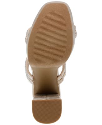 DV DOLCE VITA Womens Gold Mixed Media 1" Platform Rhinestone Padded Persia Square Toe Platform Slip On Heeled