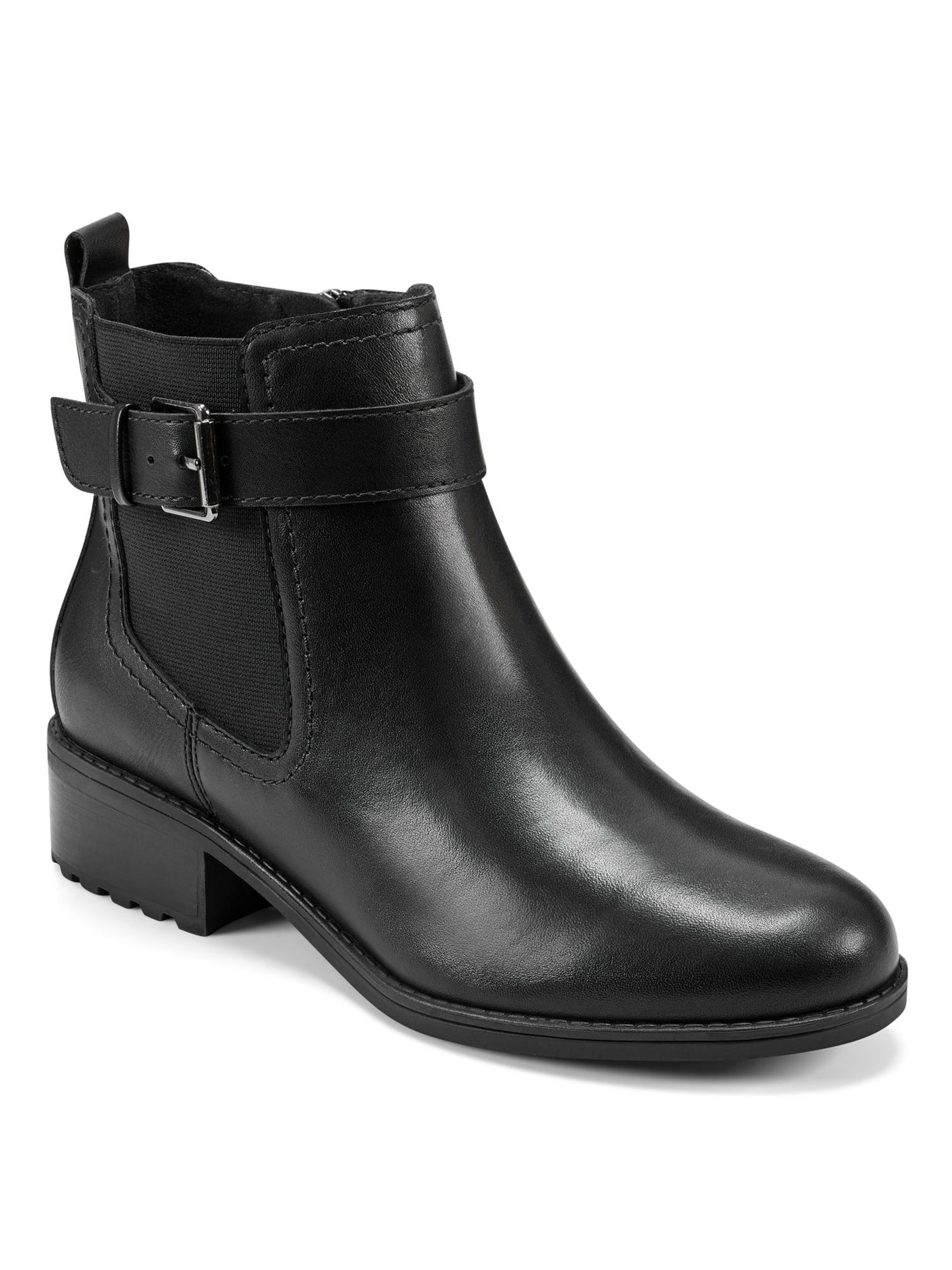 EASY SPIRIT Womens Black Buckle Accent Rae Round Toe Zip-Up Booties 7 W