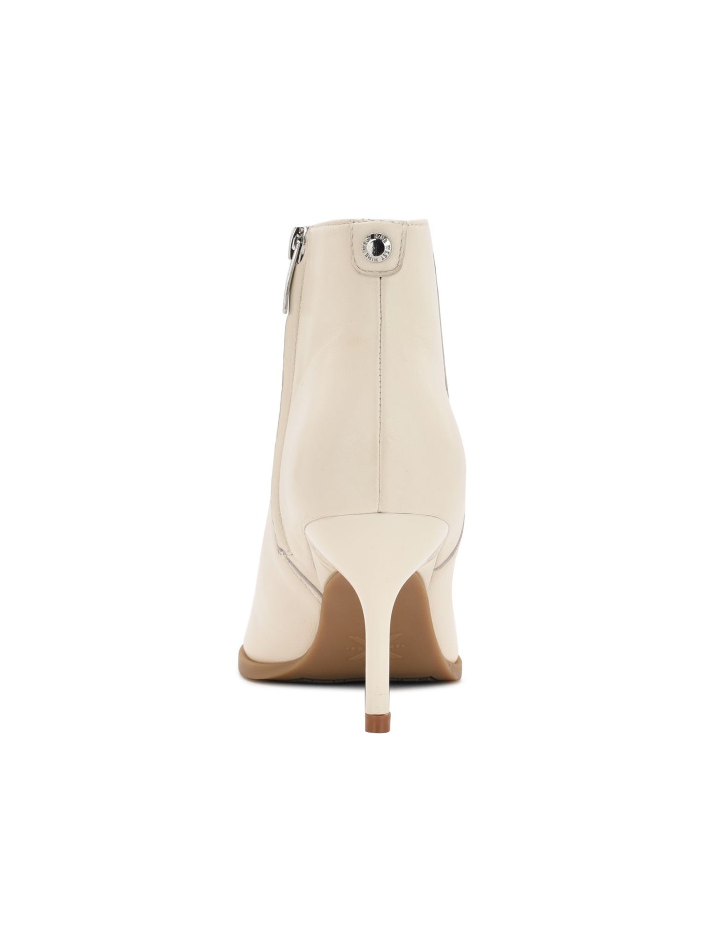 NINE WEST Womens White Cushioned Jacks Pointed Toe Stiletto Zip-Up Leather Dress Booties 9.5 M