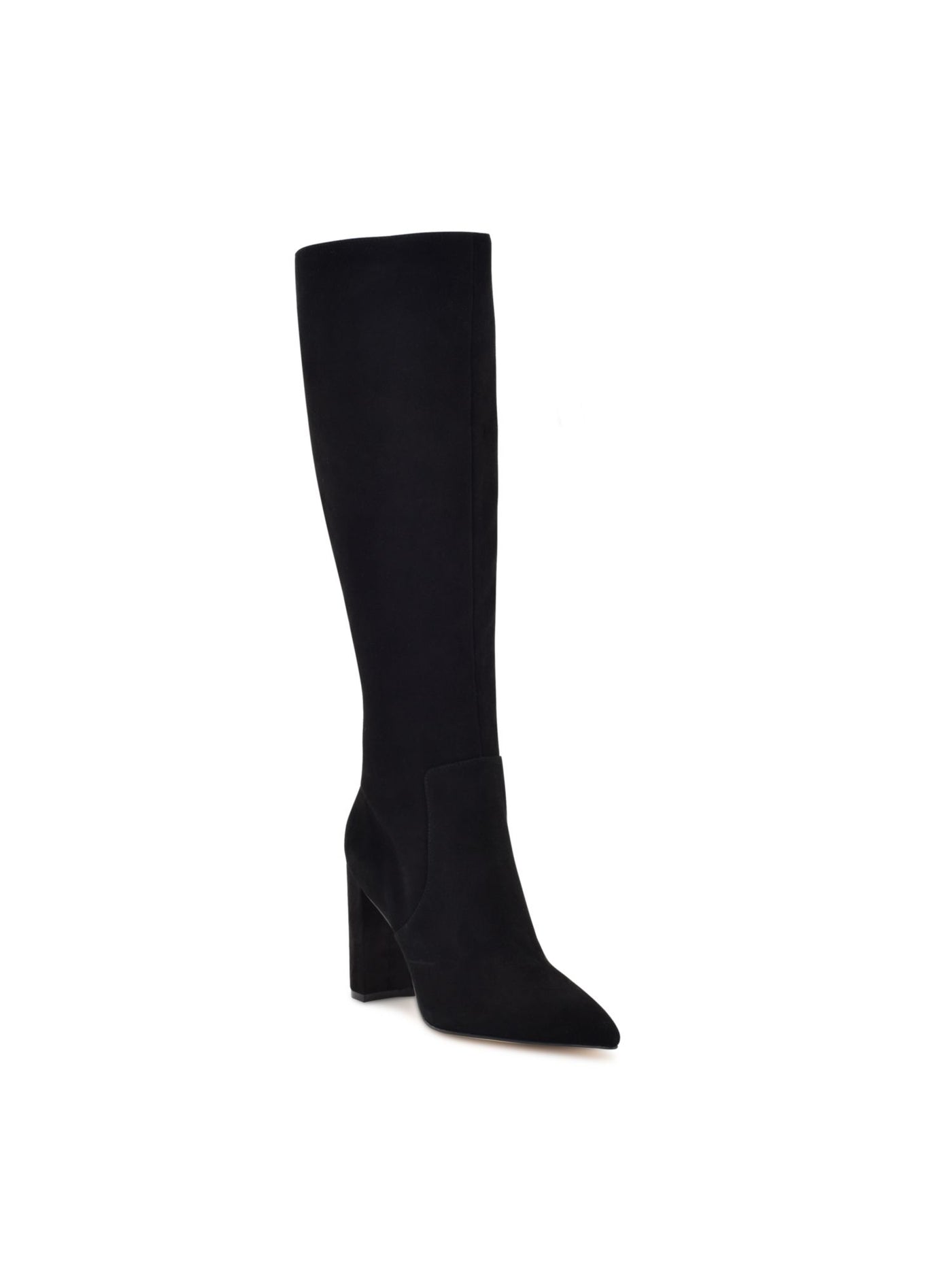 NINE WEST Womens Black Comfort Danee Pointed Toe Block Heel Zip-Up Suede Dress Boots 7.5 M