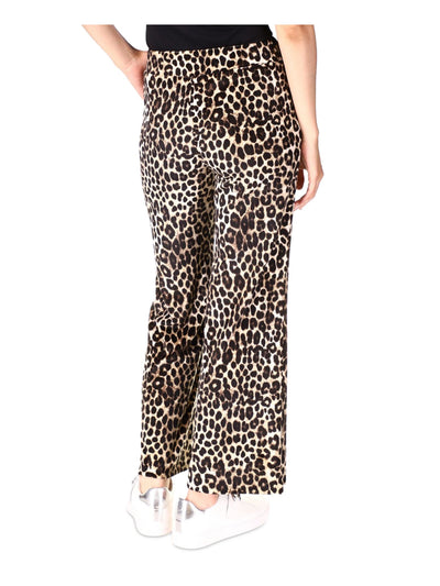 MICHAEL MICHAEL KORS Womens Brown Pocketed Pull-on Animal Print Flare Pants XL