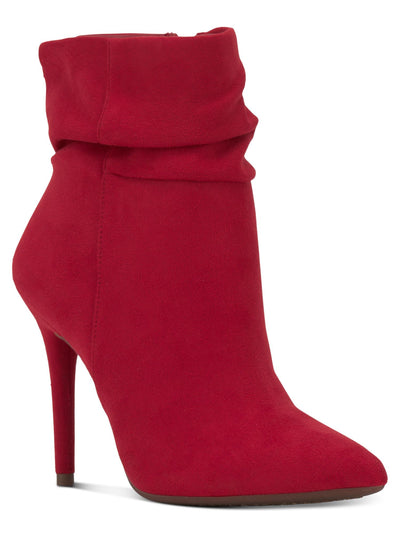 JESSICA SIMPSON Womens Red Cushioned Ruched Lerona Pointed Toe Stiletto Zip-Up Dress Booties 5.5 M