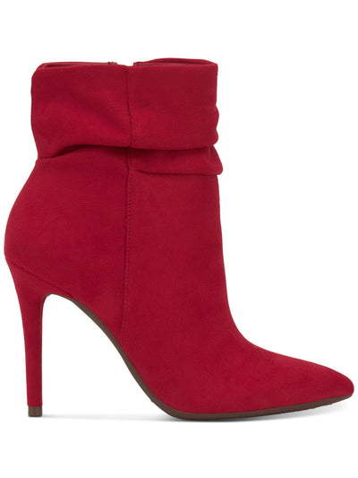 JESSICA SIMPSON Womens Red Cushioned Ruched Lerona Pointed Toe Stiletto Zip-Up Dress Booties 5.5 M