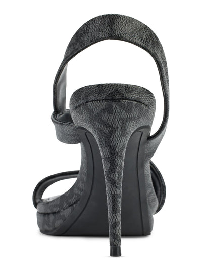 DKNY Womens Gray Logo Padded Goring Asymmetrical Diva Open Toe Stiletto Slip On Dress Slingback Sandal 6.5
