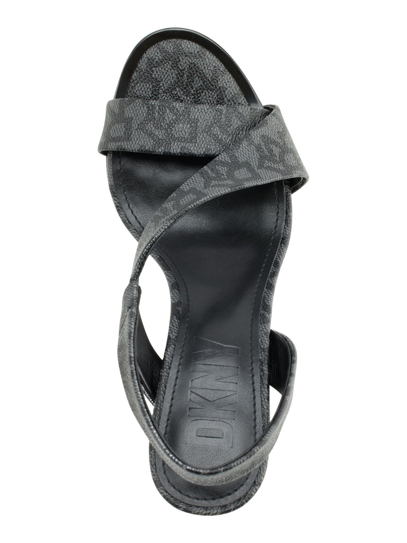 DKNY Womens Gray Logo Padded Goring Asymmetrical Diva Open Toe Stiletto Slip On Dress Slingback Sandal 6.5