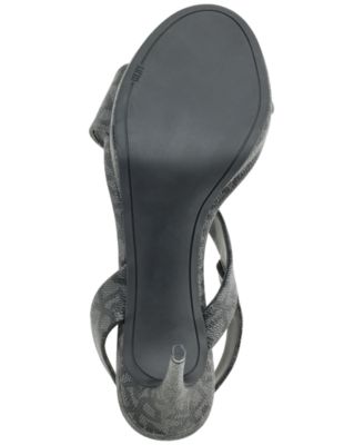 DKNY Womens Gray Logo Padded Goring Asymmetrical Diva Open Toe Stiletto Slip On Dress Slingback Sandal
