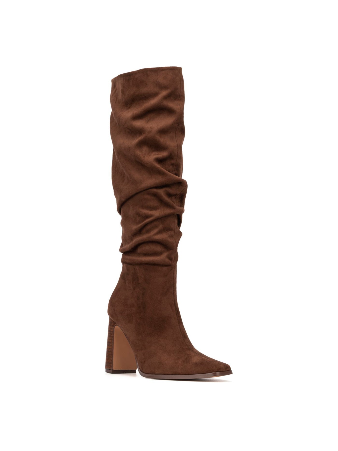 NEW YORK & CO Womens Brown Comfort Damaris Square Toe Block Heel Zip-Up Slouch Boot 8.5