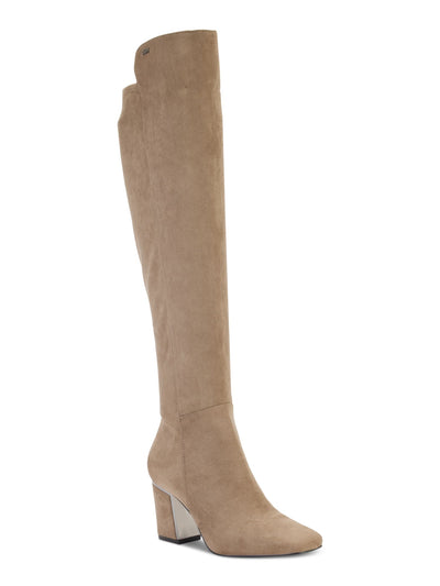 DKNY Womens Beige Cilli Square Toe Block Heel Zip-Up Dress Boots 5.5