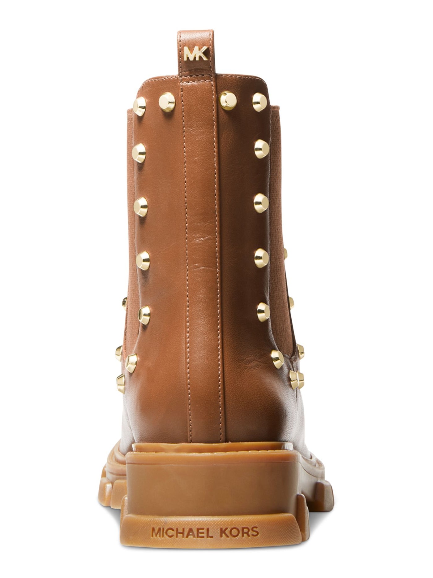 MICHAEL MICHAEL KORS Womens Brown Padded Back Pull-Tab Studded Lug Sole Ridley Round Toe Block Heel Leather Chelsea 9.5 M