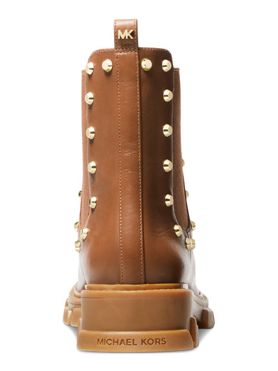 MICHAEL MICHAEL KORS Womens Brown Padded Back Pull-Tab Studded Lug Sole Ridley Round Toe Block Heel Leather Chelsea 10