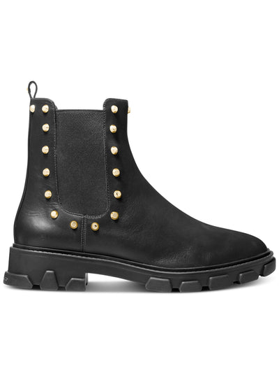 MICHAEL MICHAEL KORS Womens Black Padded Back Pull-Tab Goring Studded Lug Sole Ridley Round Toe Block Heel Leather Chelsea Boot 5 M