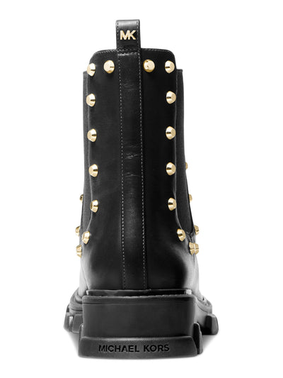 MICHAEL MICHAEL KORS Womens Black Padded Back Pull-Tab Goring Studded Lug Sole Ridley Round Toe Block Heel Leather Chelsea Boot 5 M