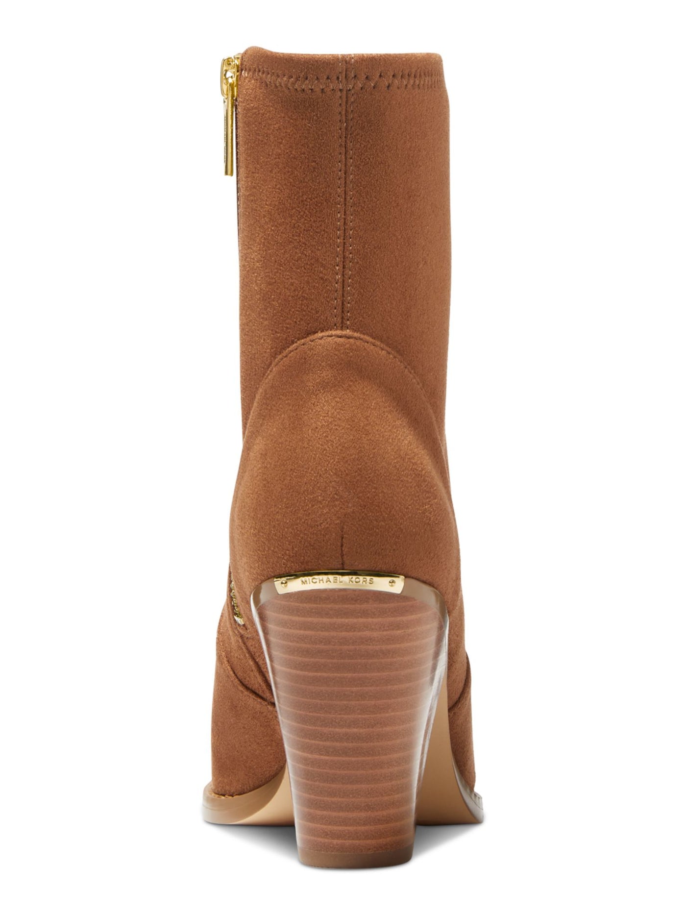 MICHAEL MICHAEL KORS Womens Brown Studded Padded Dover Pointed Toe Stacked Heel Zip-Up Dress Booties 9 M