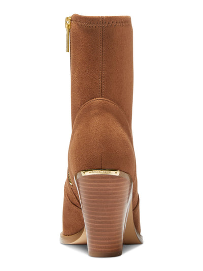 MICHAEL MICHAEL KORS Womens Brown Studded Padded Dover Pointed Toe Stacked Heel Zip-Up Dress Booties 7.5 M