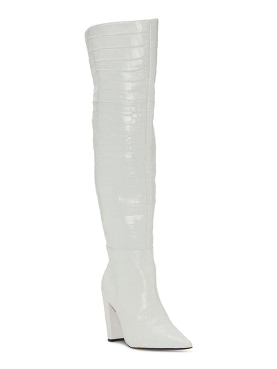 VINCE CAMUTO Womens White Notch Back Padded Minnada Leather Heeled Boots 5.5 M