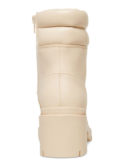 MADDEN GIRL Womens Ivory Lug Sole Bubbles Round Toe Block Heel Lace-Up Duck Boots 11 M